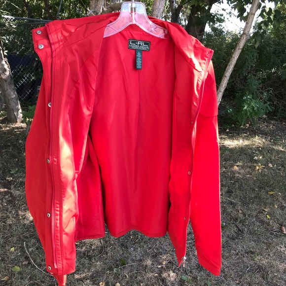 Lauren Active Ralph Lauren Red Jacket Equestrian Collar Buckle Detail Light Coat - Picture 7 of 8